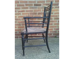 Liberty & Co. A set of Aesthetic Movement ebonised chairs after designs by Ford Maddox Brown with a Moresque style. - Thumbnail 14