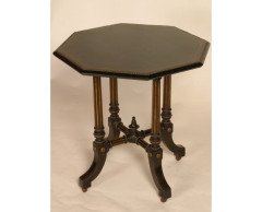 Gillows. Aesthetic Movement ebonised and brass ball inlay sidetable - Thumbnail 1