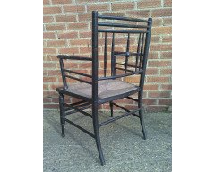 Liberty & Co. A set of Aesthetic Movement ebonised chairs after designs by Ford Maddox Brown with a Moresque style. - Thumbnail 15