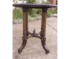 Gillows. Aesthetic Movement ebonised and brass ball inlay sidetable - Thumbnail 3
